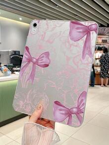 Bow-Knot Sweet Style Floral Bow Transparent Shockproof Aesthetic IPad Protective Case, Compatible With IPad 11th Generation, IPad A16, 10th Generation IPad And Other IPad Models - Clear - View 4