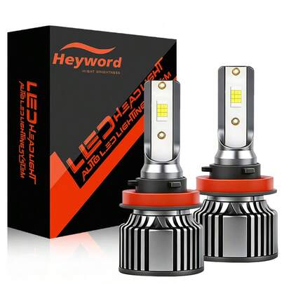Heyword 2 ชิ้น ไฟหน้า/ไฟตัดหมอก/ไฟขับ, 15000 ลูเมน, อุณหภูมิสี 6000K, LED 18 ชิป 3570 สว่างเป็นพิเศษ, อายุการใช้งาน 50,000 ชั่วโมง, เสียบแล้วใช้งานได้เลย, ไม่รวมแบตเตอรี่