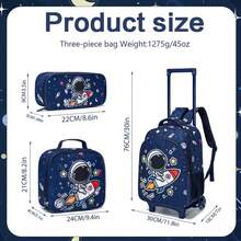 Boys' Game And Football Rolling Detachable Backpack With Handbag &Pencil Case Kit - Style Six - View 3