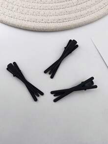 3pcs/Pack Ombre Elegant & Cute Iron Hair Clips, Suitable For Everyday Wear - Black - View 2
