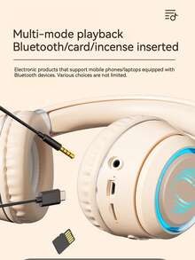 Foldable Wireless Over-Ear Headphones - Long Playtime, Wireless Stereo, Soft Earmuffs, TF Card Player - Comfortable, Portable For Smartphone & Laptop, USB Type-C Charging - 粉色 - 查看 8