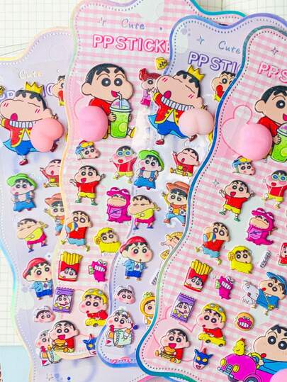 1pc Cute Crayon Shin-Chan Peach Hug Stress Relief Sticker, Suitable For Luggage, Water Bottles, Phone Cases, Gift Decoration, Planners, Diaries, Photo Albums, Home Decor, Party Decor, Birthday Gifts, Various Holiday Gifts, Fashionable