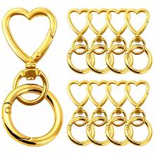 8pcs Heart Shaped Keychain Hooks, Metal Heart Rotating Spring Clip Keychain Hooks For DIY Creative Keychains, Cute Keychain Clips For Wristlet, Card Holders And Photo Keychains - Heart-shaped Buckle + Spring Ring - View 16