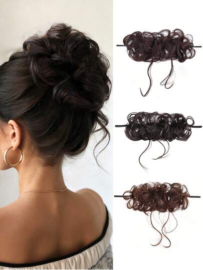 Synthetic Fiber Bun Wig, Hair Tie, Hair Volume Booster, Elegant Dragon Beard Bun, Self-Winding Realistic Lazy Updo, Messy Bun, Women's Hair Tie Wig