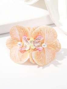 1Pc Flower Hair Clips, Bohemian Butterfly Orchid Hair Clip For Beach Parties, Artificial Hawaiian Boho Hair Clips, Flowers Hairpin For Women, Girls, Bridal Headdresses, Claw Clips, Hair Slide, Hair Barrettes - Multicolor - View 12