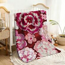 1pc 2D Printing Soft Polyester Fiber Woolen Blanket Blanket Watercolor Flower Print Design Pink Full Printed Pattern Suitable Sofa Bed Office Travel Camping Four Seasons Universal Decoration Perfect Valentine's Day Gift Girlfriend Send Friends Send Family Home Decoration Atmosphere Create - As Shown In the Figure - View 6
