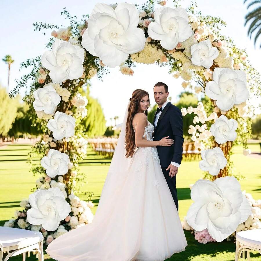 24 Inch (60cm) Large Artificial Paper Flower Decor, Handmade Wall Backdrop Decoration Suitable For Christmas, Mexican Wedding, Graduation, Bridal Shower, Birthday Party, Etc. (Black) - Black - View 1