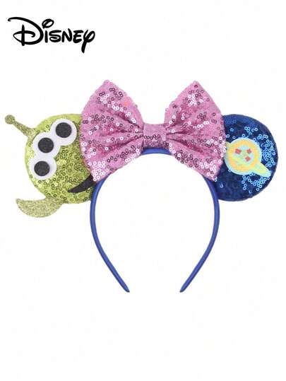 Disney 1个迪士尼外星人米奇蝴蝶结发箍，卡通动物头饰，游乐园装饰，节日礼物，派对服装配饰