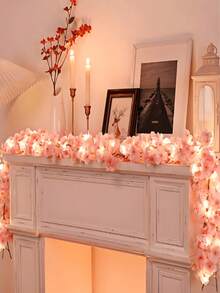 1pc Sakura String Lights, LED Pink Vine Decorative Lights, Battery-Powered Fairy Lights, Perfect For Bedroom Decor, Room Decor, Party Decor, Wedding Decor, Birthday Decor, Wall Decor, Valentine's Day Decor, Easter Decor, Holiday Decor - Cherry Blossom String Lights - View 5