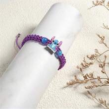 Nuevo Brazalete tejido popular con diseño azul de Stitch, pulsera trenzada hecha a mano de dibujos animados y anime - Multicolor - Ver 7