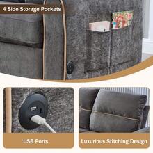 MERAX Chenille Pull Out Sofa Bed, 58-Inch Sofa Bed, Sleeper Sofa, Loveseat Sofa With Adjustable 3 -Position Backrest, 4 Side Pockets And Charging Ports For Living Room, Grey - 灰色 - 查看 6