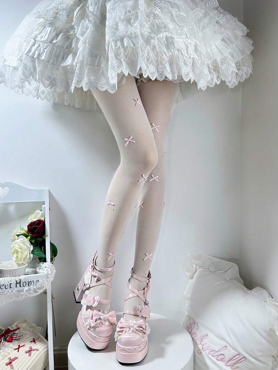 1 Pair Women's Sexy Fashion Jellyfish Print Pantyhose - milky white - View 1
