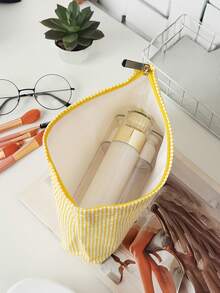 Personalized Bridesmaid Makeup Bag, Women's Large Capacity Mesh Makeup Bag, Bridesmaid Gift, Cosmetic Storage Pouch, Embroidered Letter Toiletry Bag, Embroidered Makeup Bag, Bridesmaid Makeup Bag, Bridesmaid Gift, Women's Gift, Personalized Gift, Wedding Party, Gift, Bridal Shower Engagement Gift, Casual Urban - Multicolor - View 2