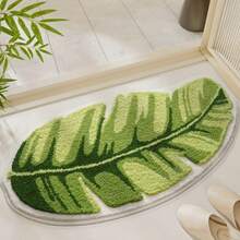 1 Peça Tapete de Banheiro de Folha de Palma Marrom Falso Lavável, Tapete Absorvente Antiderrapante para Decoração de Sala de Estar, Quarto e Entrada do Banheiro - Multicolorido - Visão 3