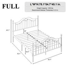 E-MOTIE Metal Twin/Full/Queen Bed Frame With Headboard And Footboard, Modern Platform Bed Frame Support Up To 1000LBS, Under Bed Storage, No Box Spring Needed, Easy Assembly, Black/White - White - View 9