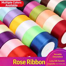 4cm Wide Satin Ribbon, 25 Yards/Roll - Premium Fabric Ribbon For Gift Wrapping, Wedding Decoration, Hair Accessories, Baby Shower, Birthday Party, Crafts, Christmas, Valentine's Day, Bridal Bouquet, Floral Arrangement, Sewing Supplies, Home Decor, Holiday Decorations, Hair Accessories - Multicolor - View 4