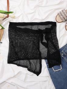 1pc Women's Solid Color Knitted Hollow Lightweight Decorative Versatile Sunscreen Casual Party Street Style Shawl, Skirt, Beach Dress, Suitable For Spring, Summer, Autumn - Multicolor - View 17