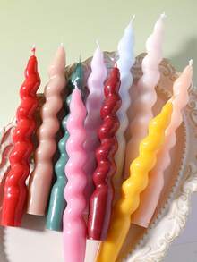 2pcs/Set-18cm Cute Twisted Long Stick Candle In The Ins Style Aromatic Scented Spiral Candle For Festivities And Parties Adds A Touch Of Warmth And Romance To Your Home! It Makes An Excellent Gift Choice And Is Suitable For Various Occasions: Birthdays, Mother's Day, Father's Day, Anniversary Gifts, Thanksgiving, And Valentine's Day - Multicolor - View 12