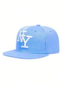 1pc Embroidered NY Flat Brim Baseball Cap, Adjustable Outdoor Sun Protection Casual Hat Suitable For Spring/Autumn Travel, Beach, Unisex Y2K Style,Summer - Baseball Cap - View 14