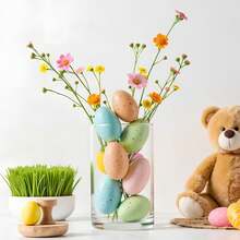 12个复活节斑点彩蛋 - 2.4英寸塑料仿真彩蛋，适合春季装饰、碗/花瓶填充、农舍风格、DIY手工、复活节彩蛋寻宝、桌面装饰、多层托盘装饰、春季家居装饰、粉彩斑点仿真彩蛋，非常适合复活节装饰 - 彩色 - 查看 8