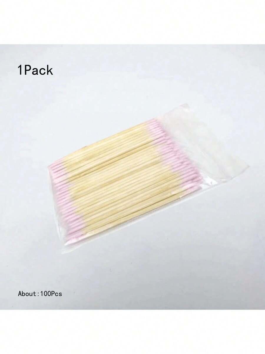 100 Pcs Double-Ended Nail Polish Remover Sticks, Dual Tip Disposable Nail Art Cleanup Tools, Precision Cotton Swabs For Nail Gel Polish Removal, Cuticle Cleaning, Eyebrow Makeup Correction, Lint-Free Small Makeup Remover Sticks, Portable Beauty Tools For Home Salon, Manicure, Pedicure, Eyelash, Brow Shaping, Travel & Daily Makeup Use (Available In 1 Packs) - 粉紅色 100個 - 查看 1