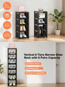 1pc Multi-Function Shoe Rack/Storage Rack, Black/White Color Options, Dust-Proof, Heightened & Widened Design Suitable For Plus Size Shoes, Space-Saving, Applicable For Entryway, Living Room, Kitchen, Bathroom, Practical Shelving Unit