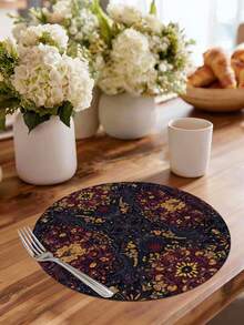 4pcs/6pcs Bohemian Round Placemats, Bohemian Style Home Decor, Bohemian Style, Linen-Like Material, Bohemian Home Decor Indoor/Outdoor Party Supplies, Bohemian Theme Decoration, Room Decor. Suitable For Home Kitchen Decor And Event Party Decoration - Multicolor - View 3