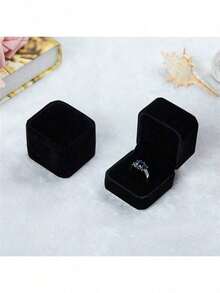 1pc White Velvet Ring Box, Suitable For Proposal, Wedding, Engagement, Valentine's Day Gift - Elegant Jewelry Display Box For Storing Rings, Earrings, Necklaces - Luxury Ring Holder, Bridal Accessories, Ladies Gift Box, Valentine's Day Gift Packaging - Multicolor - View 4