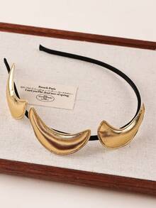 1pc Gold Crescent Moon Headband, Minimalist & Versatile Fashion Hair Accessory For Women - Multicolor - View 5