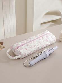 1 pieza Bolsa de almacenamiento acolchada y estampada de gran capacidad para secador de pelo, puede contener secador de pelo, rizador, pinzas para el cabello, plancha y otras herramientas de peinado, adecuada para viajes, hogar, almacenamiento de cosméticos, gran regalo para Año Nuevo, Día de San Valentín, damas de honor - Multicolor - Ver 20