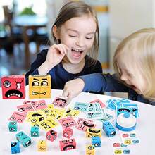 Wooden Face Changing Magic Cube Building Blocks Game Matching Expression Puzzle Toy Board Games For Family Night Match Puzzles Geometric Educational Toys For And AdultsFull Of Fun - ChillFaces - View 4