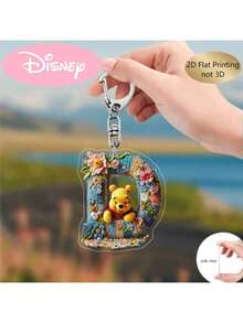 2D刺绣字母钥匙扣，26个A-Z花卉卡通设计亚克力吊坠，带链子，适用于包包、车钥匙、旅行配件、礼品，可爱花卉和维尼熊钥匙扣设计，表面光滑，钥匙扣，装饰钥匙扣，卡通钥匙扣，情人节礼物，粉丝礼物，2D平面礼品（如果产品不透明，请撕掉背面的保护膜） - 彩色 - 查看 21