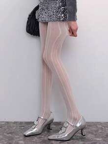 1 par de medias opacas blancas de diseño de alta gama y moda, adecuadas para primavera/verano - Multicolor - Ver 6