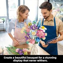 865pcs ABS Flower Building Blocks, Multi-Angle Adjustment, Compact Fit, Stem Length & Leaf Angle Adjustable Set,Perfect Confession Bouquet, Family Everlasting Flower Ornaments,Gifts For Valentine's Day (Vase Not Included) - Multicolor - View 4