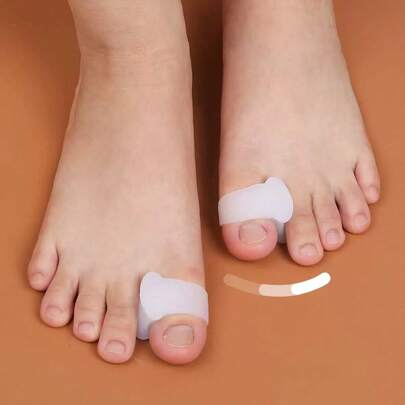 QKC 2pcs Silicone Toe Protectors, Soft & Comfortable, Prevent Overlapping, Unisex, Suitable For Day & Night Use