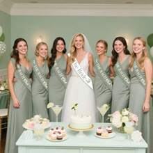Martini Bride And Bridesmaid Sashes Green 7pcs 1 The Bride Sash 6 The Bach Club Sashes Cocktail Bachelorette Party Favor For Dirty Martini Bridal Shower Wedding Decor Brides Tribe Gift - 綠色馬丁尼 - 查看 3