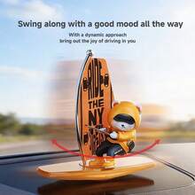 1pc Swinging Surfing Bear Car Decor, Creative Dashboard Ornament, Car Accessories Gift - One Size Fits All - View 3