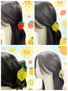 1个草莓、柠檬、牛油果造型水果发夹，休闲可爱优雅亚克力鲨鱼爪发夹，7-9厘米水果发爪，个性化水果发夹，流行简约奢华甜美水果系列亚克力手工发爪，优雅爪夹，女士发饰，时尚发夹 - 彩色 - 查看 8