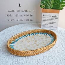 1个波西米亚风格编织贝壳水果托盘 - 装饰首饰和茶叶收纳盒 - 黃色 - 查看 21