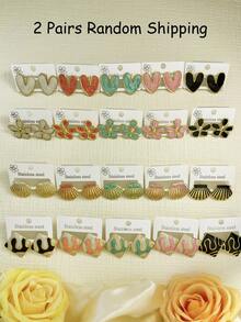 福袋 - 色彩缤纷的精致贝壳耳环，滴油几何心形耳环，耐用珐琅彩色耳环，百搭个性耳环，适合女性佩戴，可用于婚礼、派对、嘉年华、圣诞节、情人节、母亲节等场合，也适合日常佩戴和聚会。 - 彩色 - 查看 11