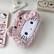 1pc Sanrio Cute New Kitty Cat Plush Pencil Case, Large Stationery Bag, Portable High-Quality Cosmetic Organizer Pouch - Multicolor - View 13