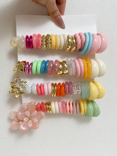 1-20对随机精美花卉复古朋克Y2K亚克力超大时尚耳环套装，盲盒组合，女士礼物，母亲节，情人节，圣诞节，新年，日常佩戴