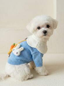 PETSIN Knitted Sweater For Teddy, Poodle, Bichon Frise, Cats And Dogs, Autumn/Winter - Blue - View 1