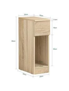 SoBuy Bedside Table With Drawer For Box Spring Bed, Sofa Table, Side Table, Narrow Telephone Table, Bedside Cabinet, Bedside Table, W X H X D Approx.: 20 X 60 X 35 Cm FBT111 - Khaki - View 4