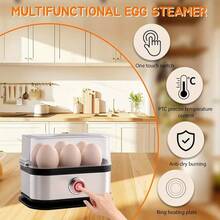 Mini Egg Cooker With Single-Layer Transparent Lid, Large-Capacity Egg Steamer, A Small Kitchen Appliance, Multifunctional Automatic Egg Dispenser, An Indispensable Breakfast Appliance, Suitable For Cooking And Preparing Fresh Eggs. - EU F Type Plug(220-240V) - View 10