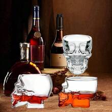 Glass Novelty Skull Shot Glass Whiskey Halloween Skull Glass Wine Glass Decorative Halloween Drinkware Vodka, And Cocktail Holiday Gifts - 2.6 Oz, Set Of 2 - 不保密 - 查看 7