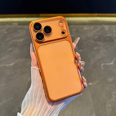 1pc Electroplated Matte Frosted Lens Protection Creative Phone Case, Compatible With IPhone 11 12 13 14 15 16 17 Series, Suitable As Gifts For Family, Friends, And Various Holidays