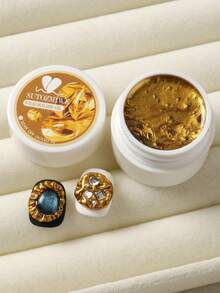 FULL BEAUTY 5克金色3D立体造型雕塑不粘手部延长美甲凝胶金属镜面效果设计春夏花朵造型美甲用品美甲饰品 - 金色 - 查看 11