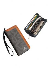 HOVI'S New Minimalist RFID Blocking Zipper Long Wallet, Large Capacity Multi-Function Phone Wallet - Black - View 2