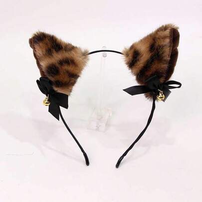 1pc Cute Cat Ear Headband, Fox Ears, Leopard Print Cat Ear Hair Hoop, Adorable Party Headband, Animal Ear Cosplay Headdress, Suitable For All Seasons, Perfect For Cosplay, Girl's Accessories Headband, Influencer Hair Clip, Washing Face Headband, Fluffy Furry Ears, Ideal For Anime Fans, Thoughtful Gift For Couples, Party Headband (Slight Shedding Of Hair Does Not Affect Use)